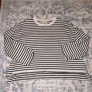 Madewell Black and White Striped Long Sleeve Tee